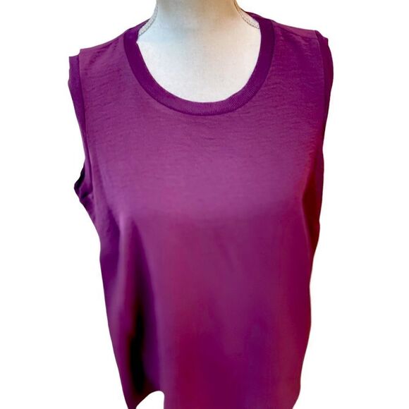 Calvin Klein sleeveless textured tank top in deep purple ribbed neckline size ox - Picture 3 of 12